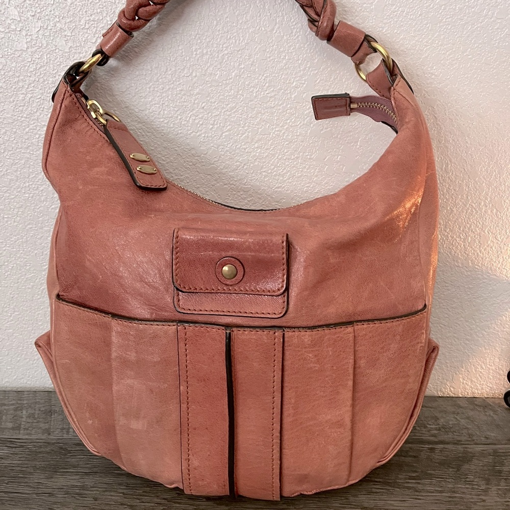Chloe Heloise vintage convertible hobo crossbody w/ braided strap in dusty rose